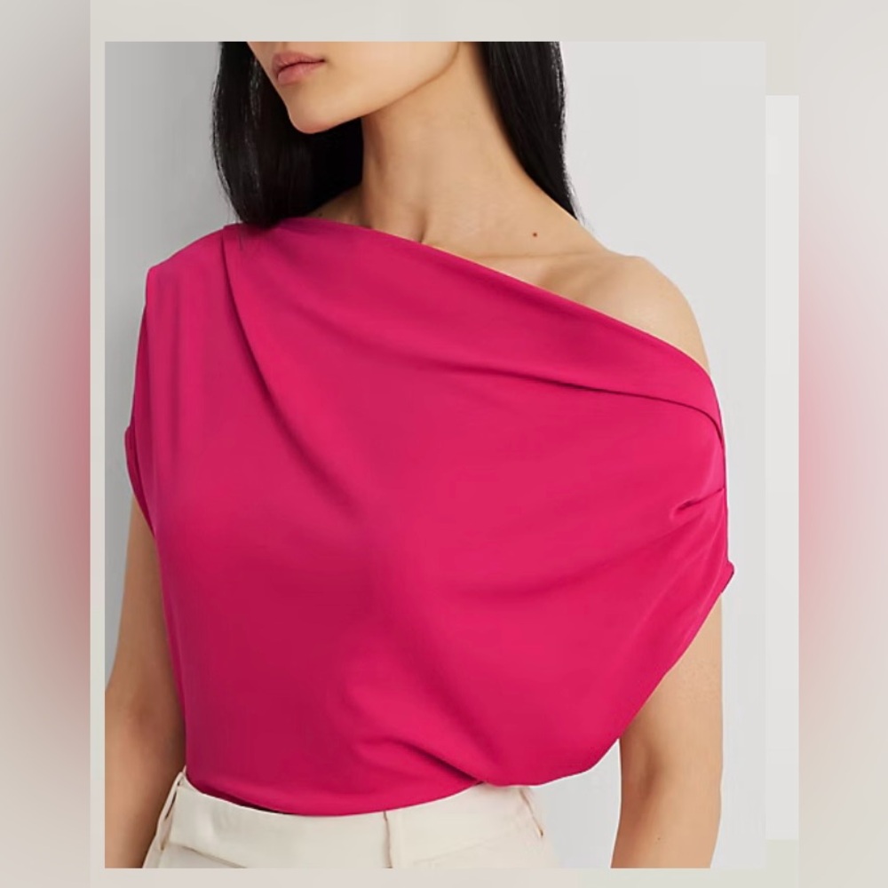 Ralph Lauren Vibrant Pink Off-Shoulder Blouse